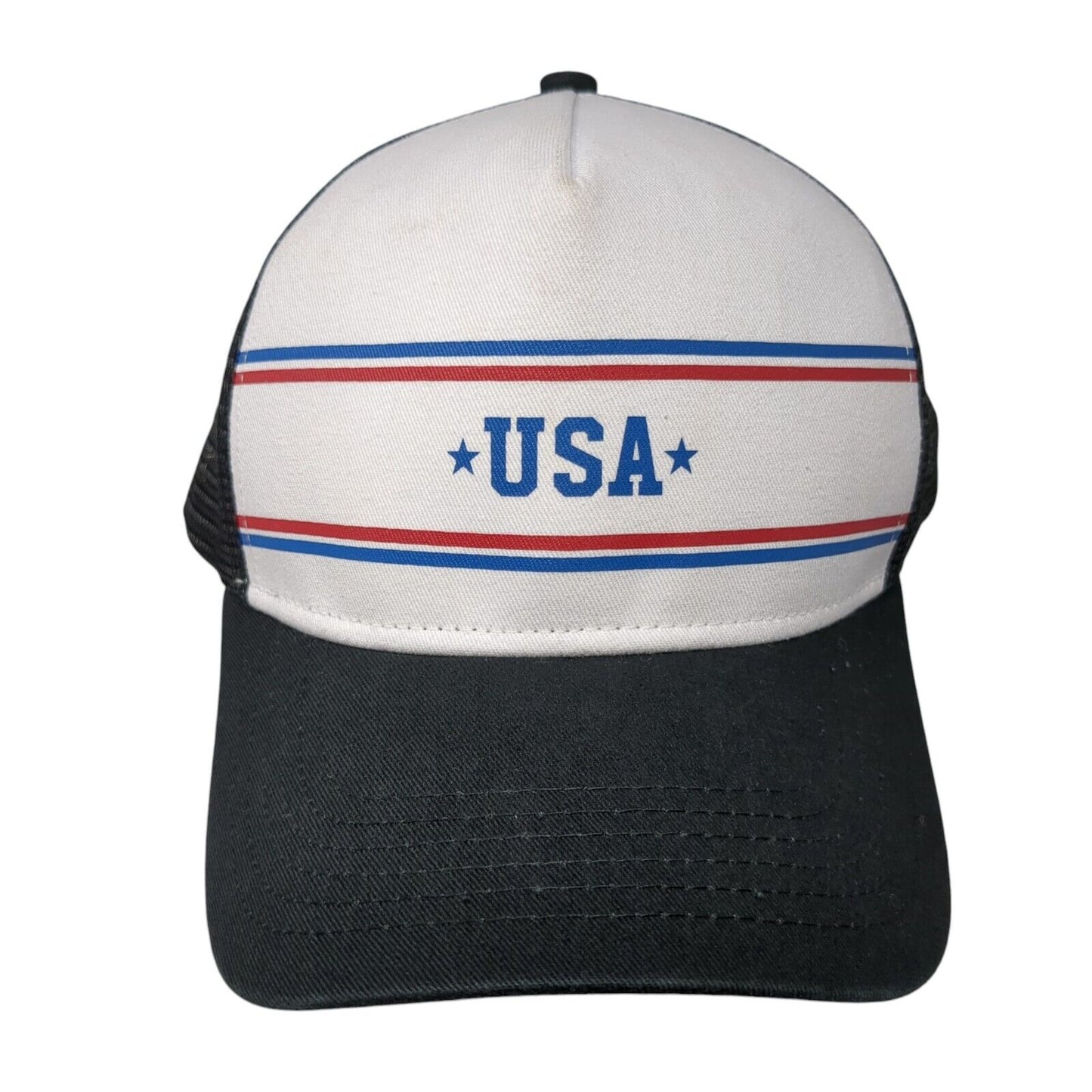 USA Snapback Mesh Back Trucker Hat Black One Size Adjustable Colorblock
