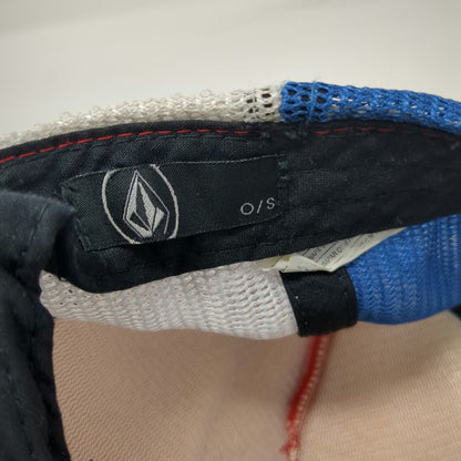 Volcom Trucker Hat Red White Blue One Size Mesh Snapback Logo Patch Skate Surf