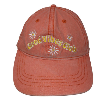 Good Vibes Club Slideback Baseball Cap Orange One Size Adjustable Embroidered