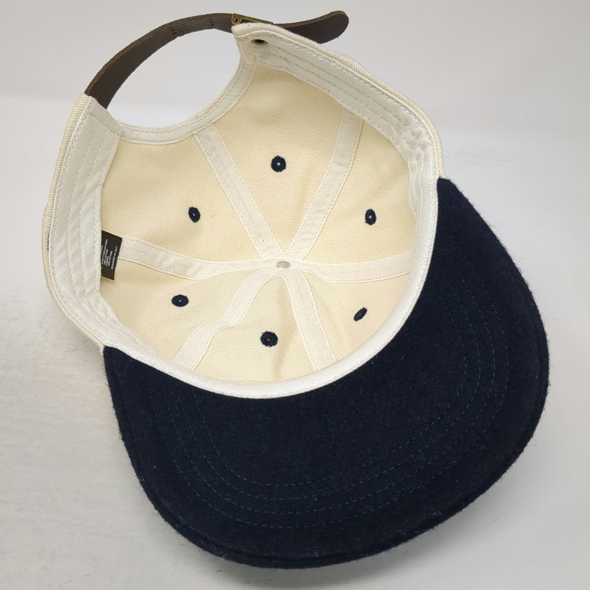 Brandy Melville Baseball Cap Beige Blue One Size Leather Slideback Blank Hat