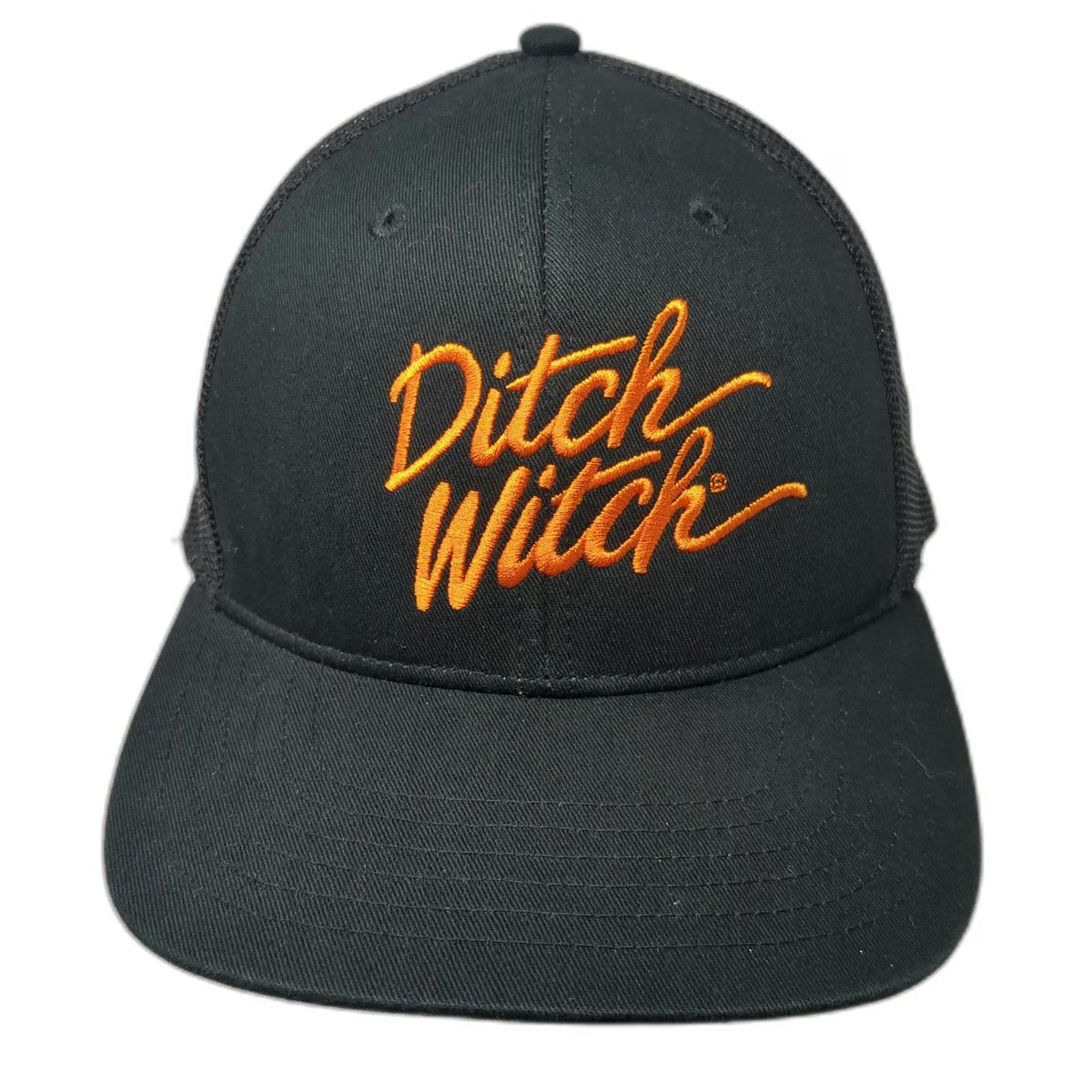 Ditch Witch Trucker Hat Black Orange One Size Mesh Back Snapback Script Logo