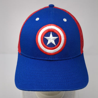 Captain America Snapback Trucker Hat Multicolor OS Adjustable Mesh Back Marvel