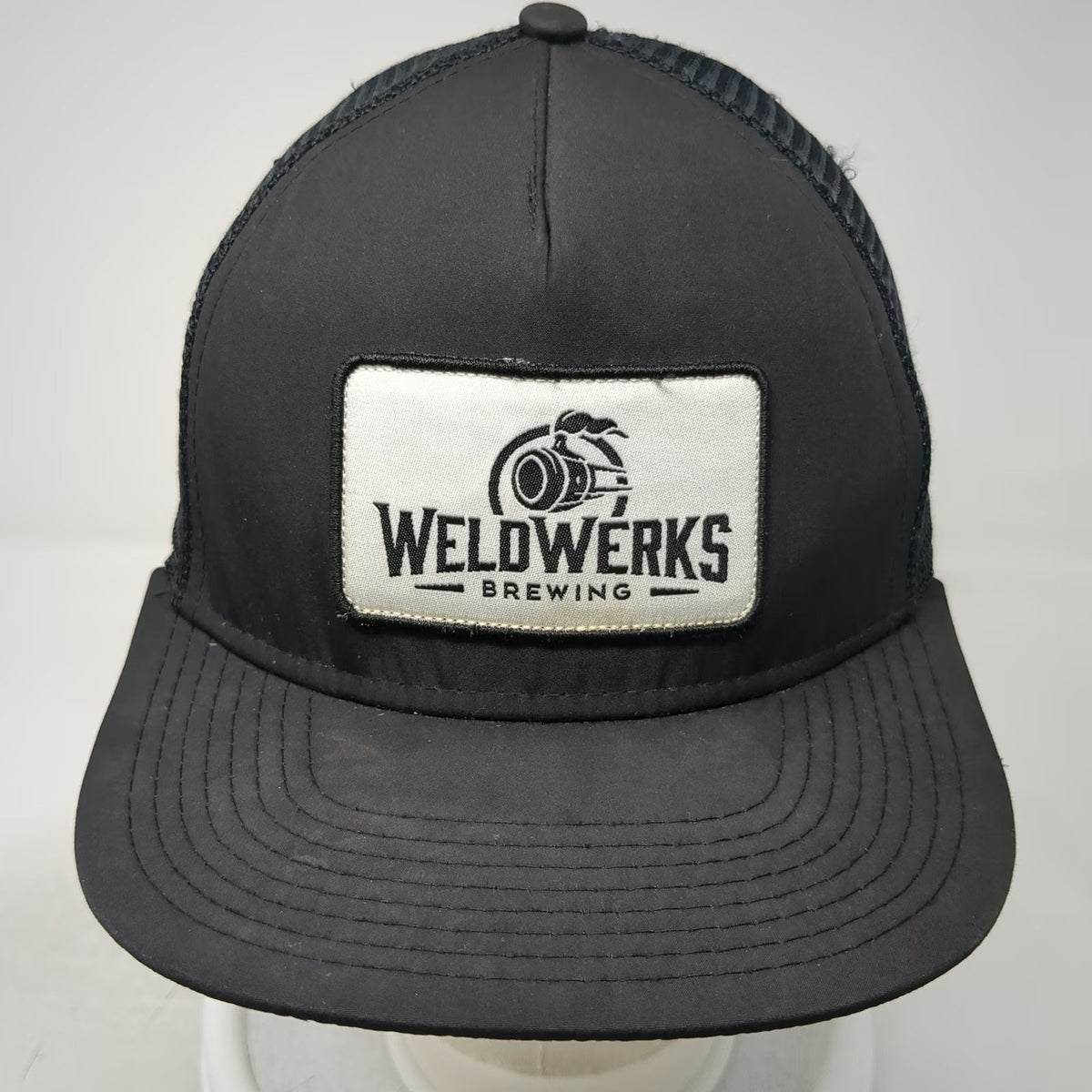 WeldWerks Brewing Trucker Hat Black One Size Mesh Back Flat Brim Snapback Patch