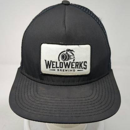 WeldWerks Brewing Trucker Hat Black One Size Mesh Back Flat Brim Snapback Patch