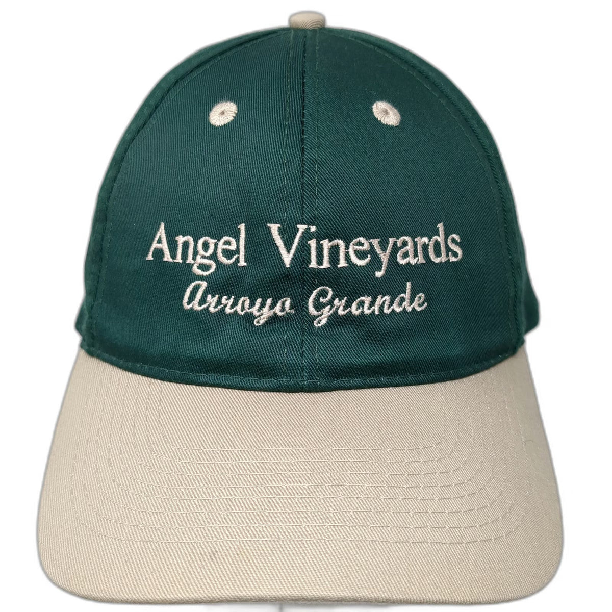 OTTO Snapback Hat Green One Size Angel Vineyards Arroyo Grande Two Tone Beige
