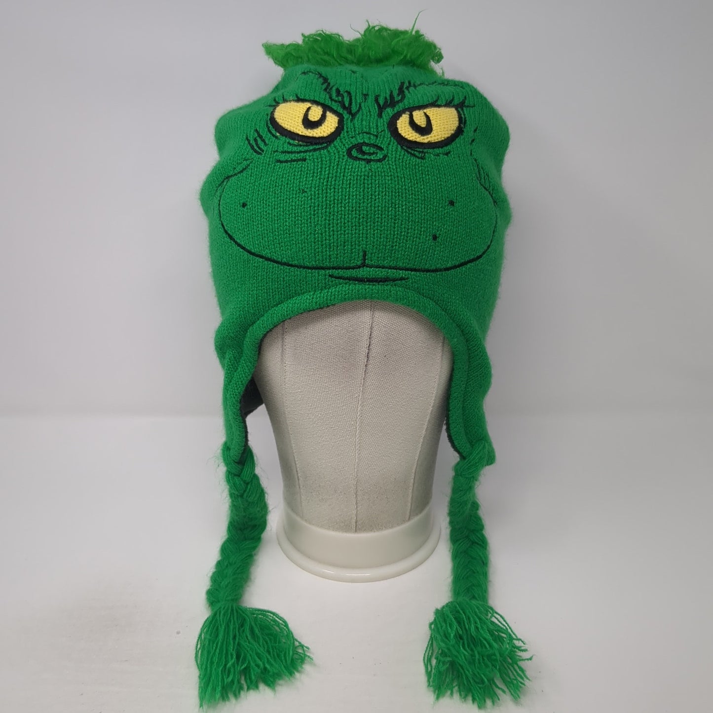 Dr. Seuss The Grinch Knit Beanie Hat Green One Size Braided Embroidered