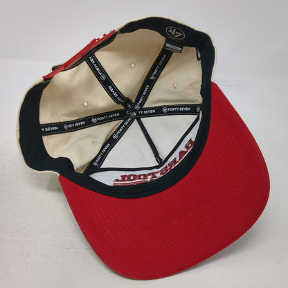 '47 Barstool Classic 2025 Beige Red OSFM 5 Panel Golf Snapback Hat Adjustable