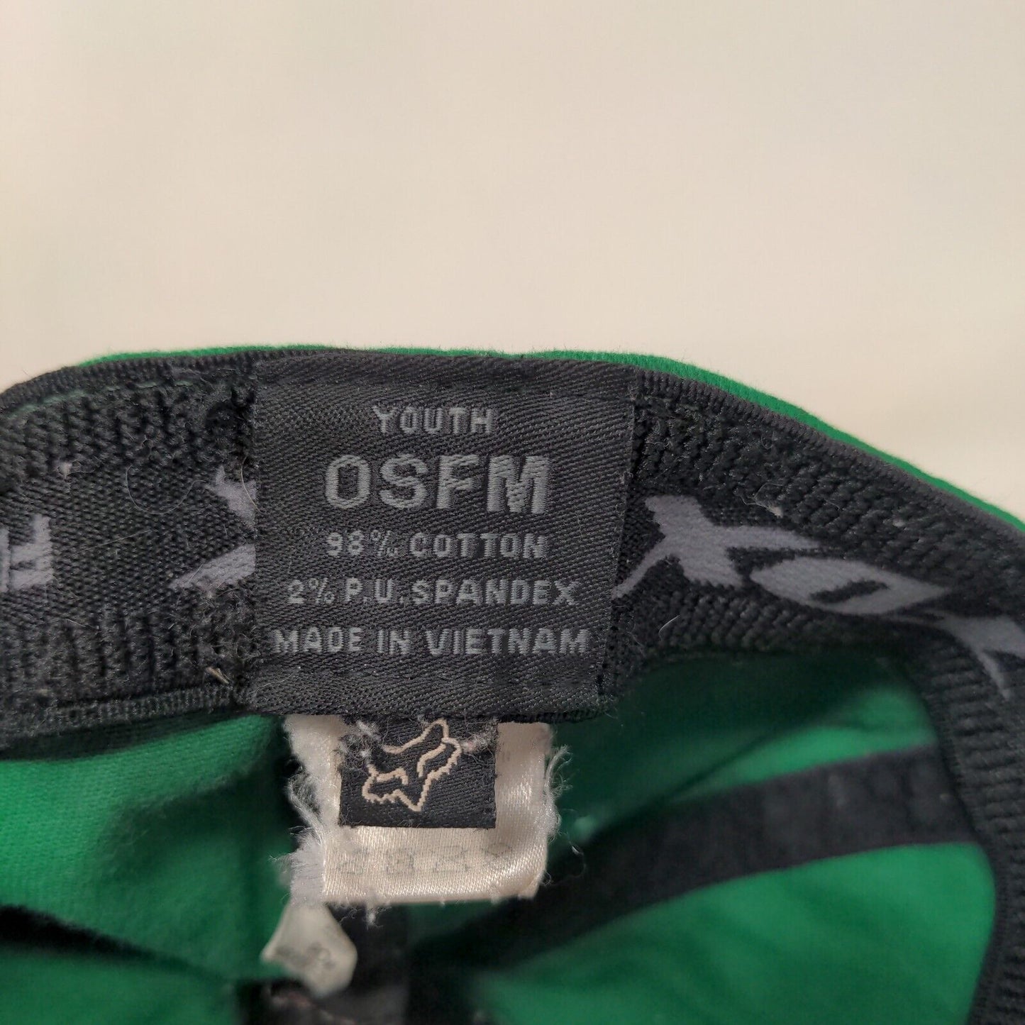 Fox Racing Boy's Fitted Hat Green Size OSFM Graphic Logo Cotton Spandex