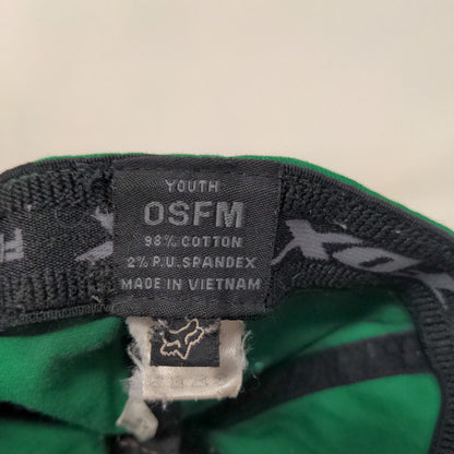 Fox Racing Boy's Fitted Hat Green Size OSFM Graphic Logo Cotton Spandex