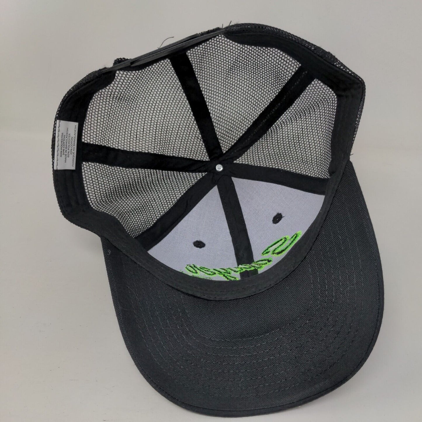 Sawyer 55th Snapback Trucker Hat Black One Size Adjustable Mesh Back 6 Panel