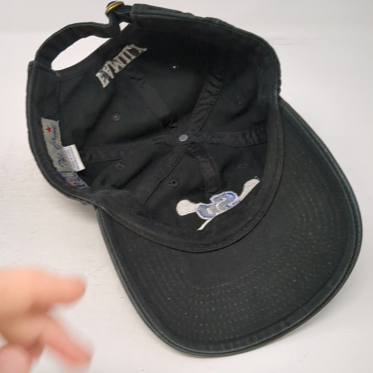 The Game Black Baseball Cap One Size Lacrosse SPF Logo Slideback Family Hat