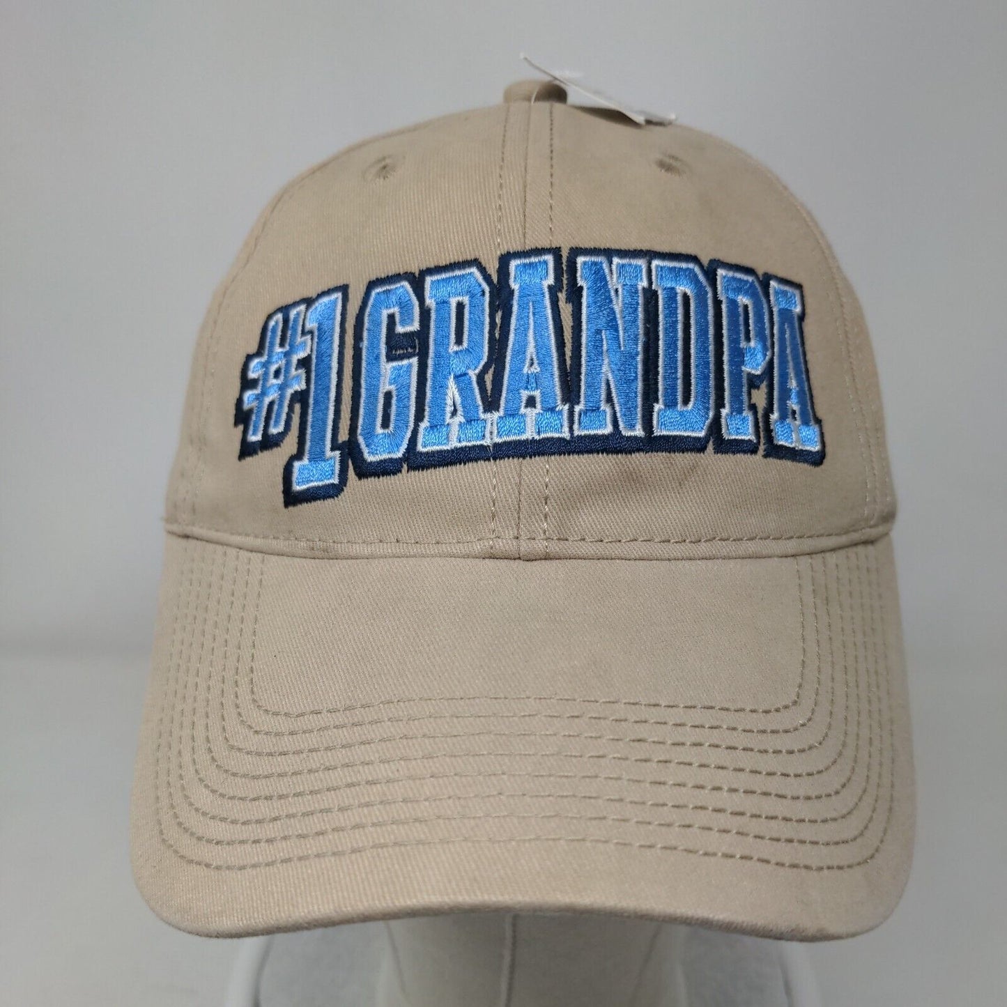 #1 Grandpa Strapback Hat Tan XXL Embroidered Adjustable 6 Panel W/Tags