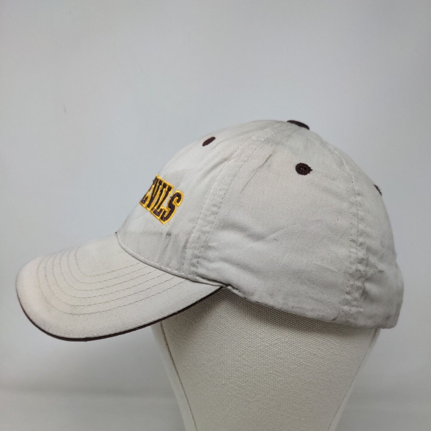 Captivating HeadGear Men's Strapback Hat Tan ASU Sun Devils Embroidered Logo