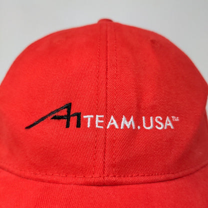 A Team USA TV Men's Strapback Hat Red Embroidered Logo Adjustable