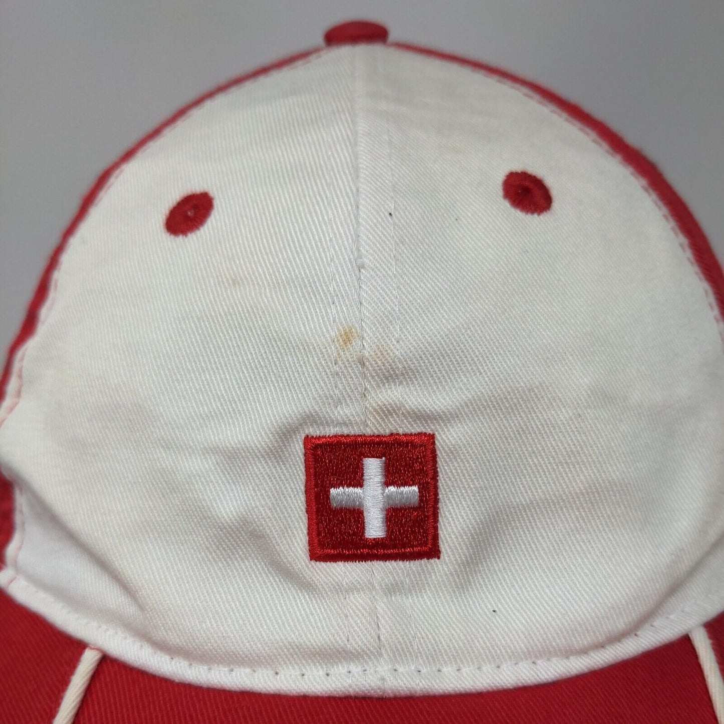 Switzerland Flag Suisse Strapback Hat Red One Size Embroidered Colorblock