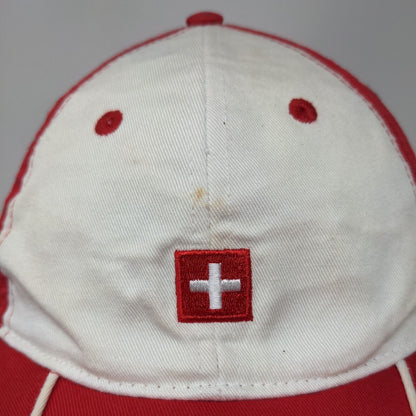 Switzerland Flag Suisse Strapback Hat Red One Size Embroidered Colorblock