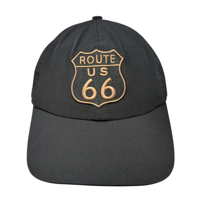 US Route 66 Strapback Hat Black One Size Adjustable American Flag