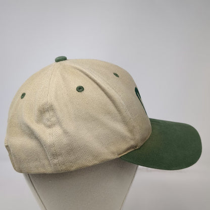 CAT Snapback Hat Beige Green One Size Embroidered Logo Construction Workwear