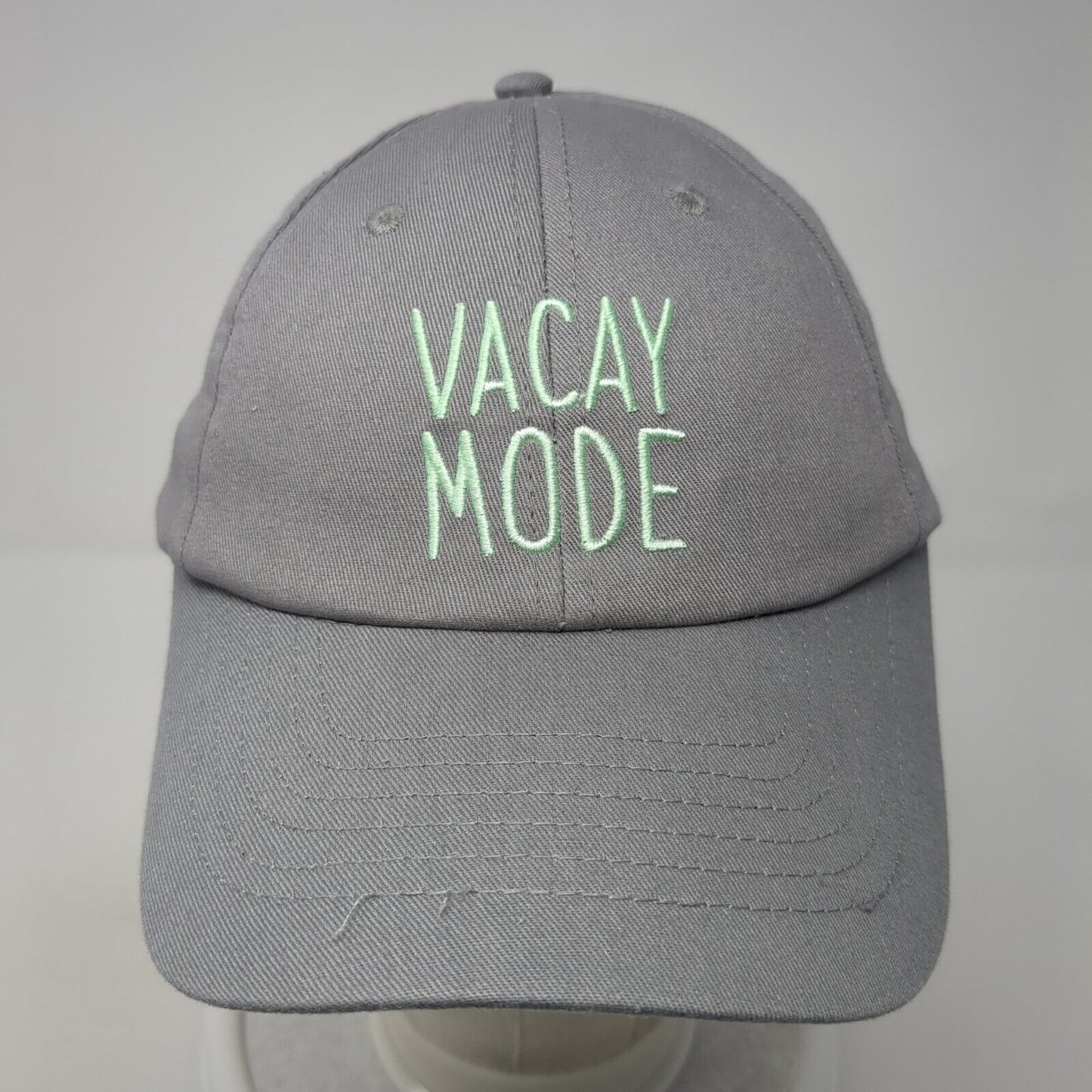 Vacay Mode Strapback Hat Gray One Size Adjustable Embroidered 6 Panel Cotton