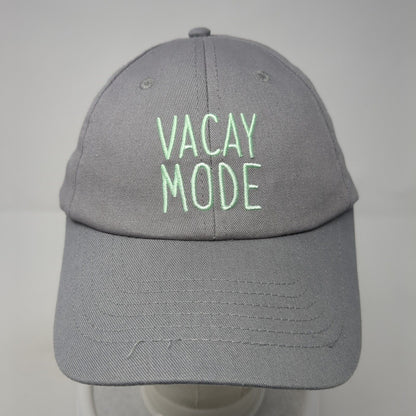 Vacay Mode Strapback Hat Gray One Size Adjustable Embroidered 6 Panel Cotton