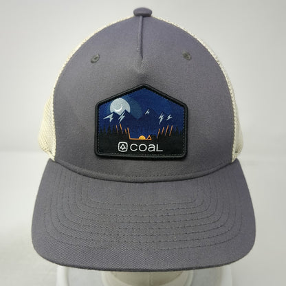 Coal Trucker Hat Gray White One Size Mountain Patch Mesh Snapback Night Scene