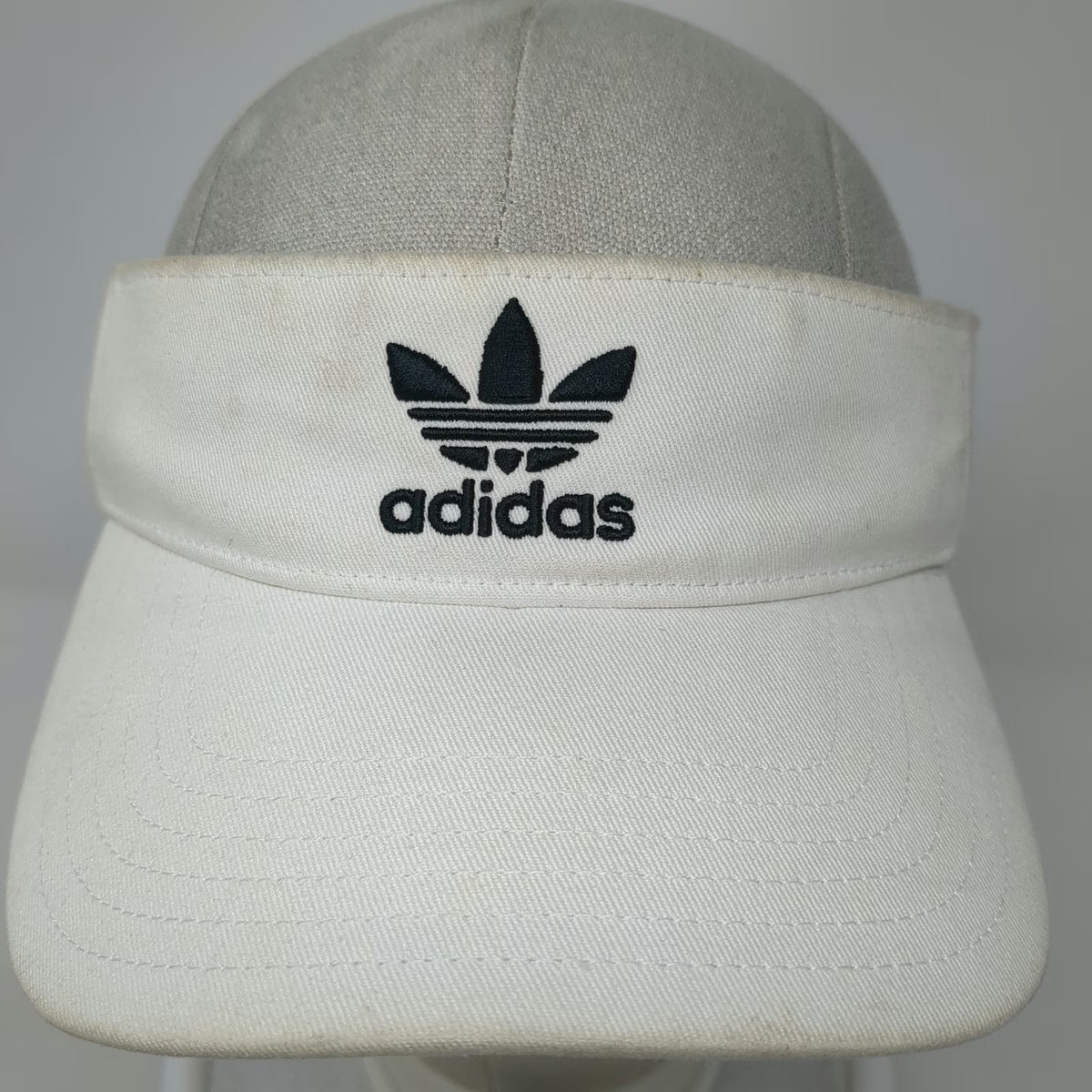Adidas Visor White One Size Slideback Trefoil Logo Adjustable Cotton Hat