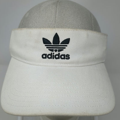 Adidas Visor White One Size Slideback Trefoil Logo Adjustable Cotton Hat