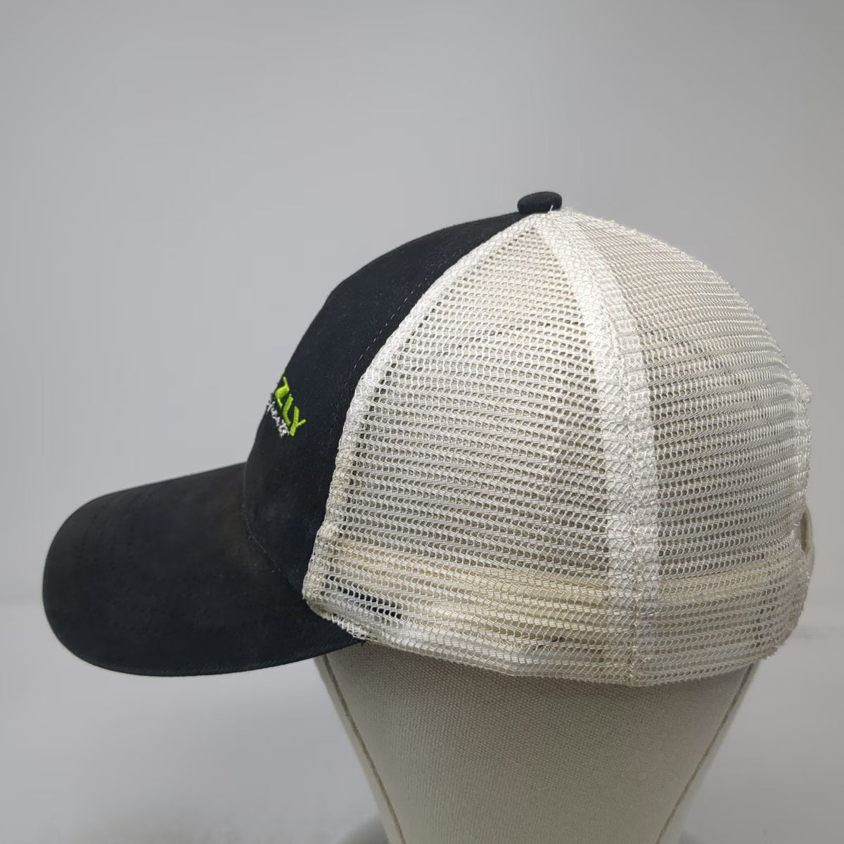 Baseball Cap Black One Size Mesh Back Grizzly Motorsports Logo Embroidered Hat