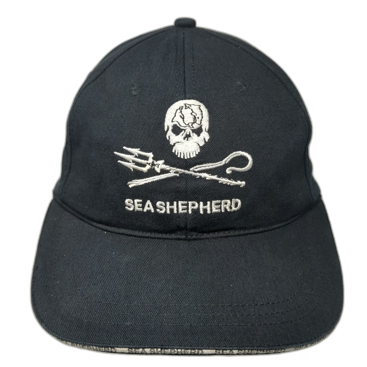 Sea Shepherd Baseball Cap Black One Size Organic Cotton Jolly Roger Logo Hat