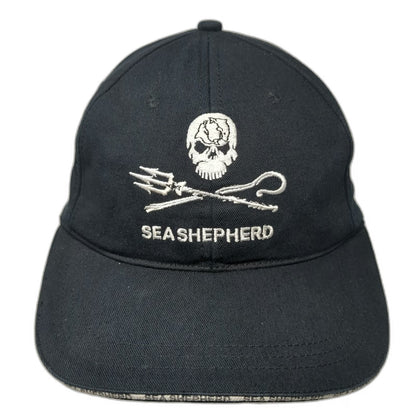 Sea Shepherd Baseball Cap Black One Size Organic Cotton Jolly Roger Logo Hat