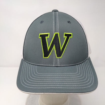 Letter W Fitted Trucker Hat Gray L/XL Embroidered Mesh Back Pacific Headwear