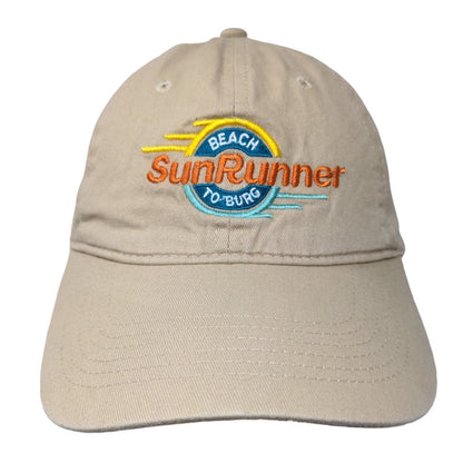 Beach To Burg SunRunner Strapback Hat Tan One Size Embroidered Big X