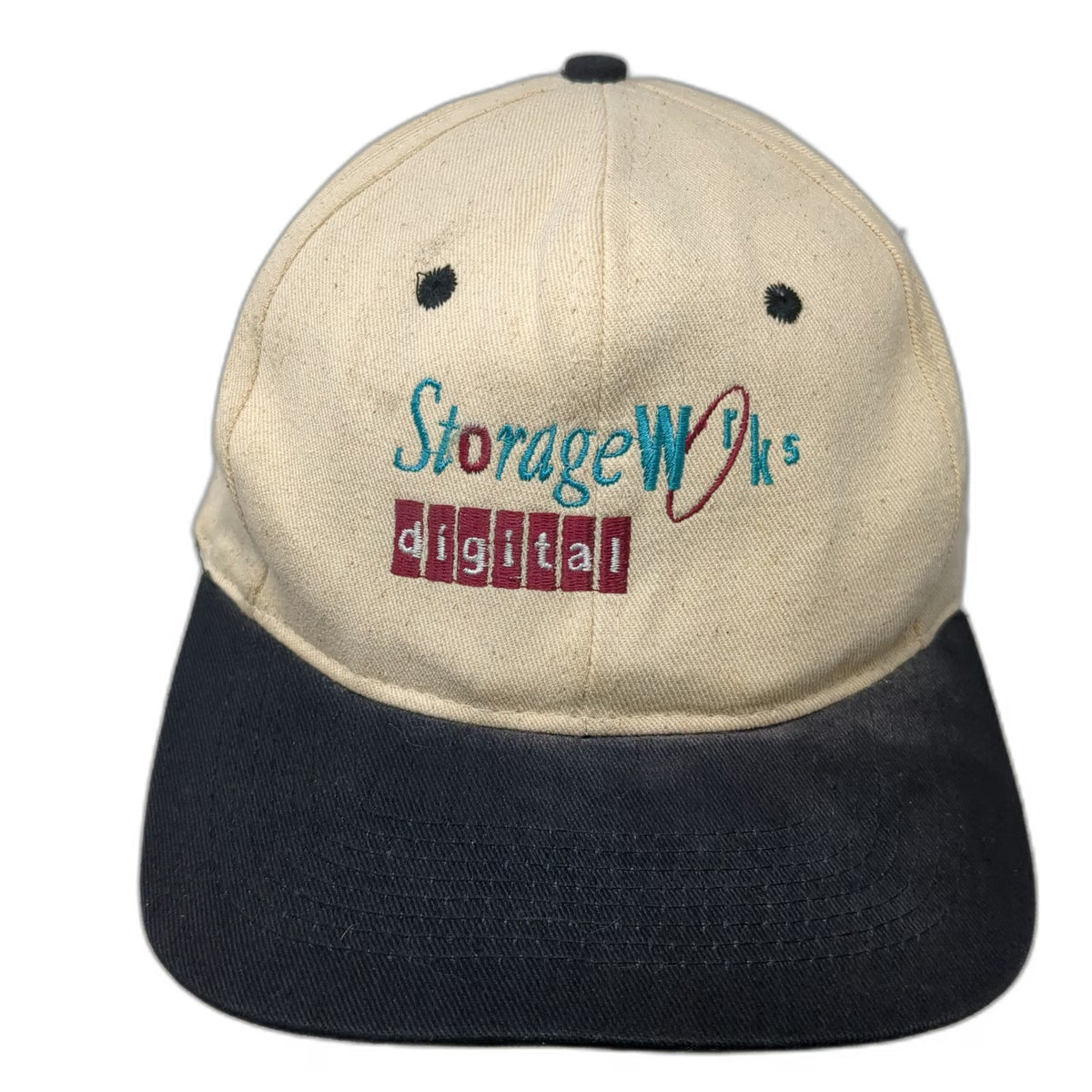 KC Snapback Beige Black One Size StorageWorks Digital Hat Green Underbrim Logo