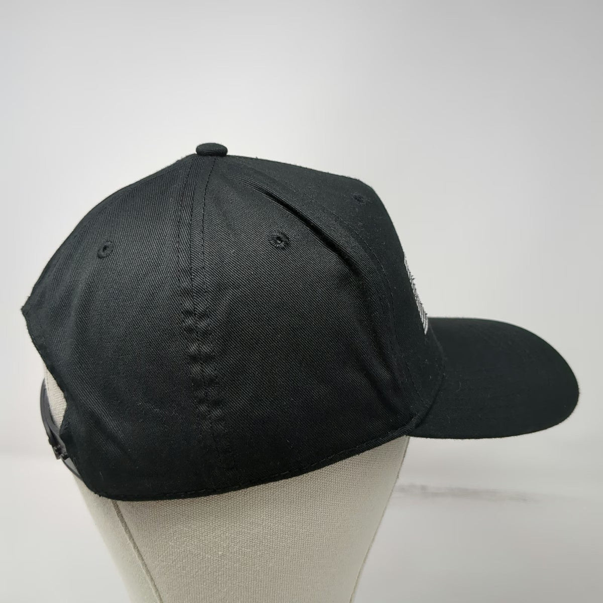 GRIT 5 Panel Hat Black One Size Snapback Flat Brim Structured Embroidered Logo