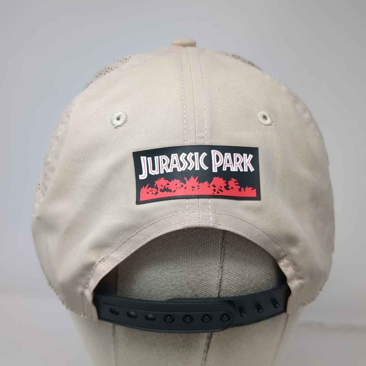 Jurassic Park T-Rex Logo Beige Snapback Hat One Size Laser Cut Performance Movie