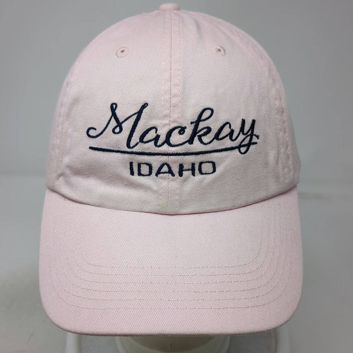 Mackay Idaho Pink One Size Baseball Cap Hat Slideback Script Embroidery Cotton