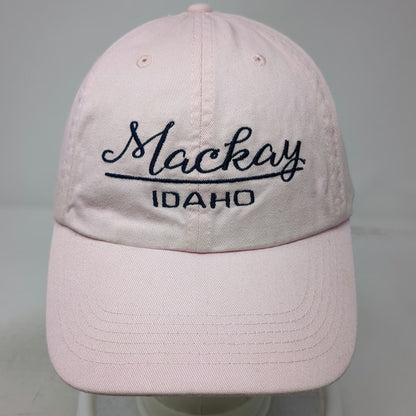 Mackay Idaho Pink One Size Baseball Cap Hat Slideback Script Embroidery Cotton