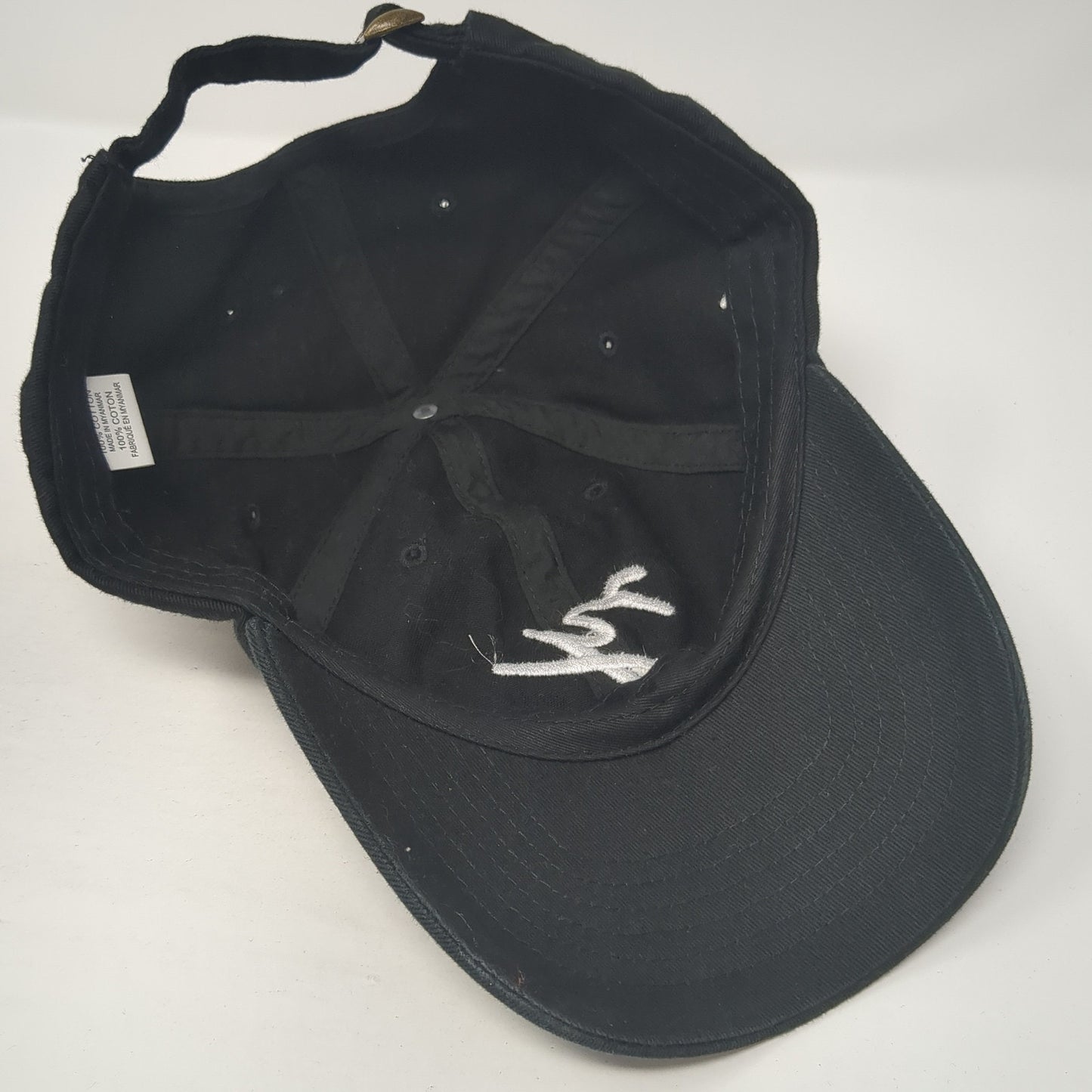 NY Slideback Hat Black One Size Adjustable Embroidered Solid 6 Panel