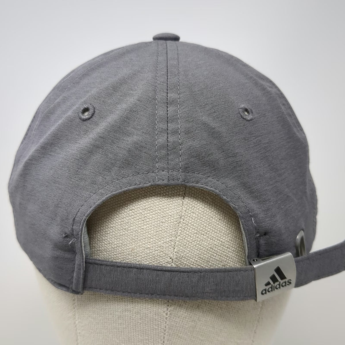 Adidas Baseball Cap Gray One Size Silver Logo Polyester Slideback Golf Sport Hat
