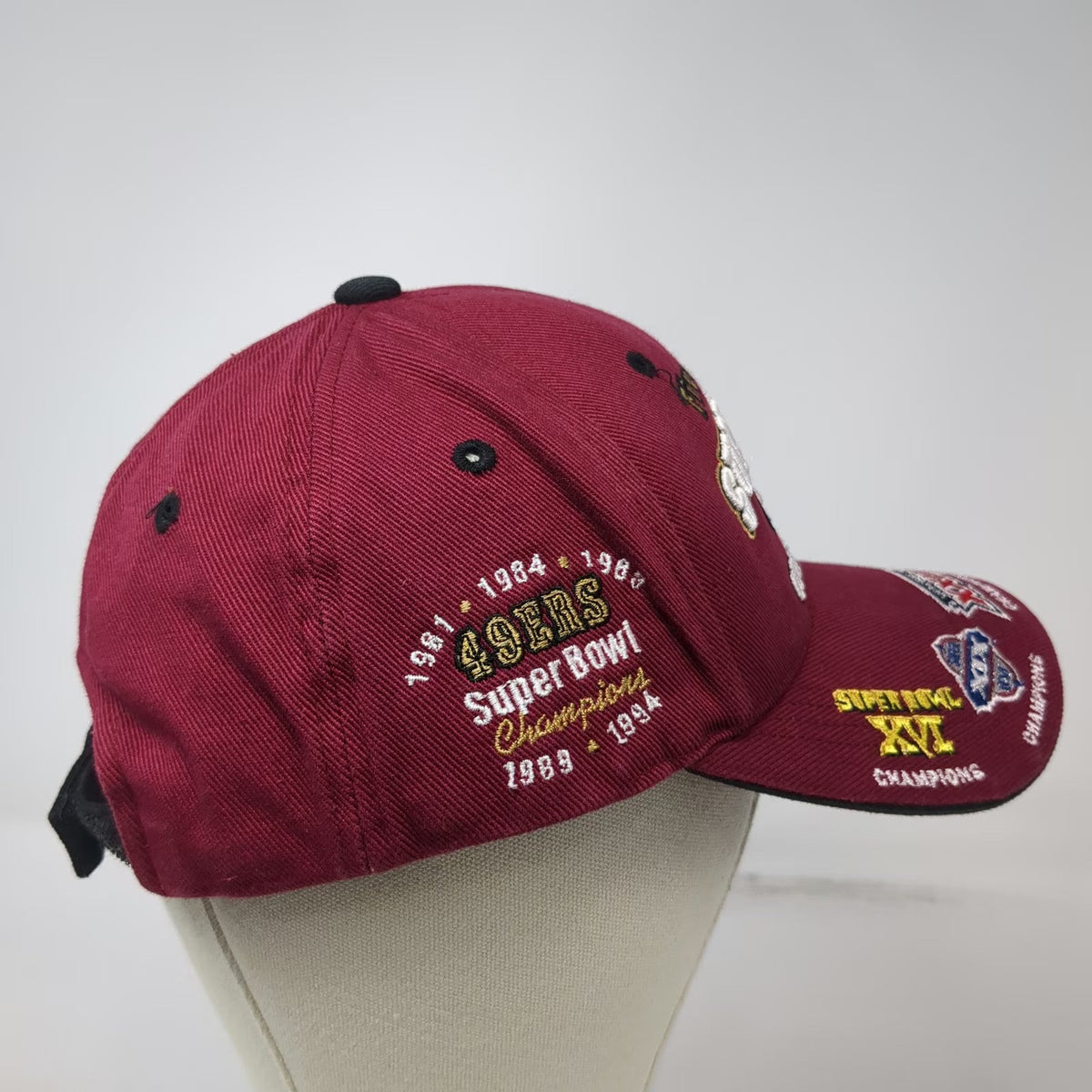 San Francisco 49ers NFL Reebok Red One Size Super Bowl Multi Logo Champions Cap