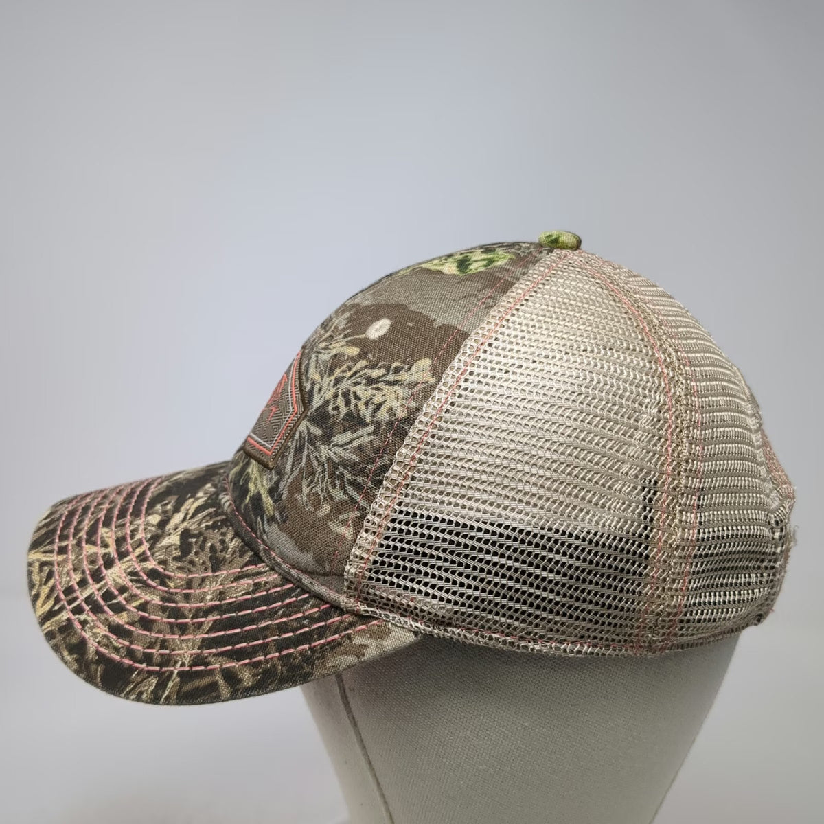 G.Loomis Trucker Hat Brown One Size Camo Mesh Pink Contrast Stitching Fish Logo