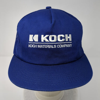 Koch Materials Company Snapback Trucker Hat Blue OSFA Solid Mesh Back
