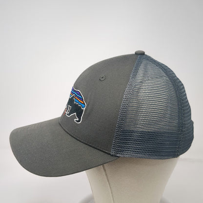 Patagonia Gray One Size Trucker Hat Fitz Roy Bear Mesh Back Snapback Mountains