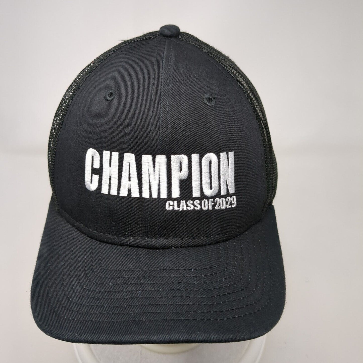 Champion Class of 2029 Snapback Mesh Back Trucker Hat Black OSFM New Era