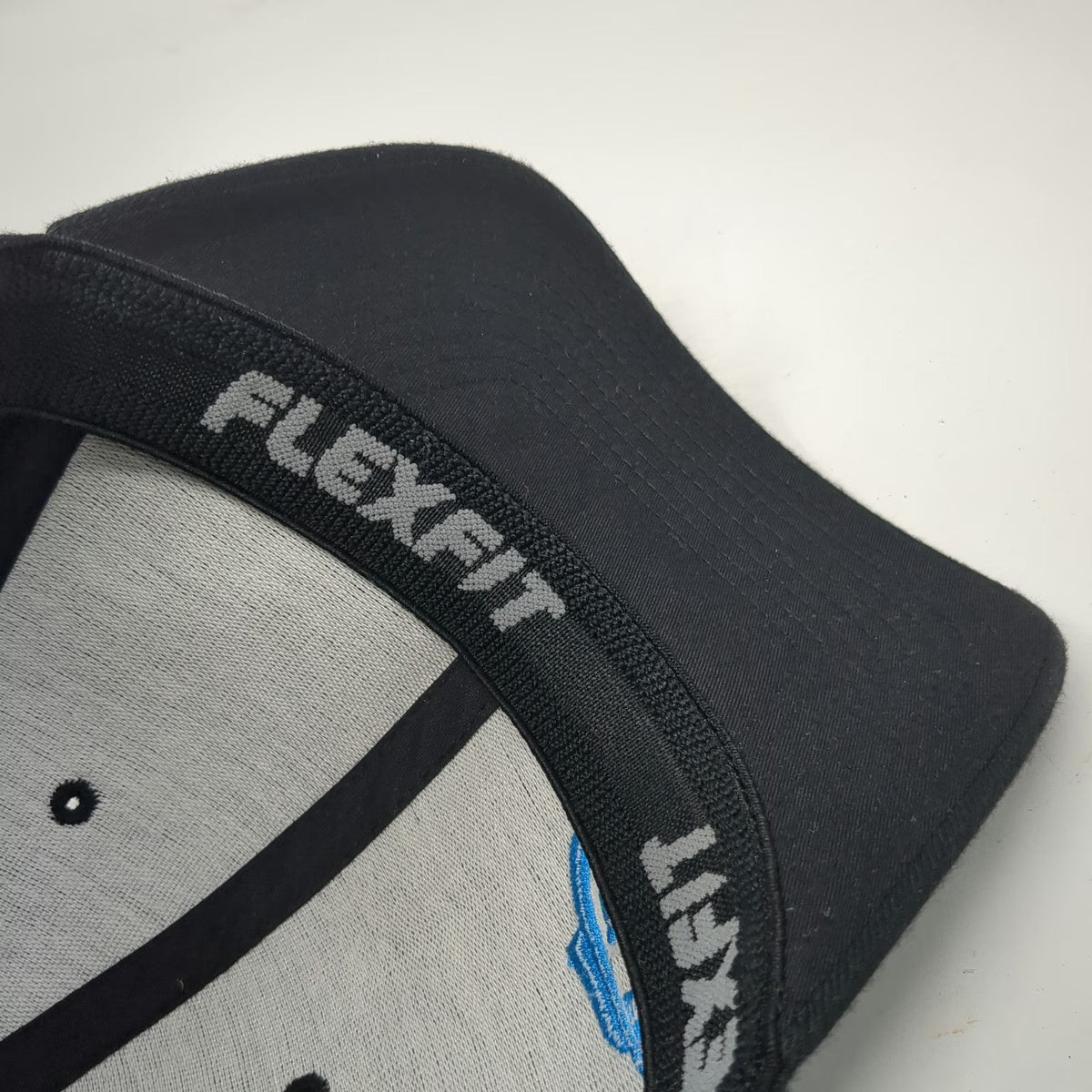 Flexfit Baseball Cap Black M Bodybuilding Logo Blue Embroidery Curved Brim hat