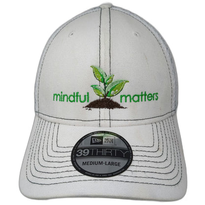 New Era Baseball Cap White L Bayer Mindful Matters Mesh Stretch Fit 39THIRTY Hat