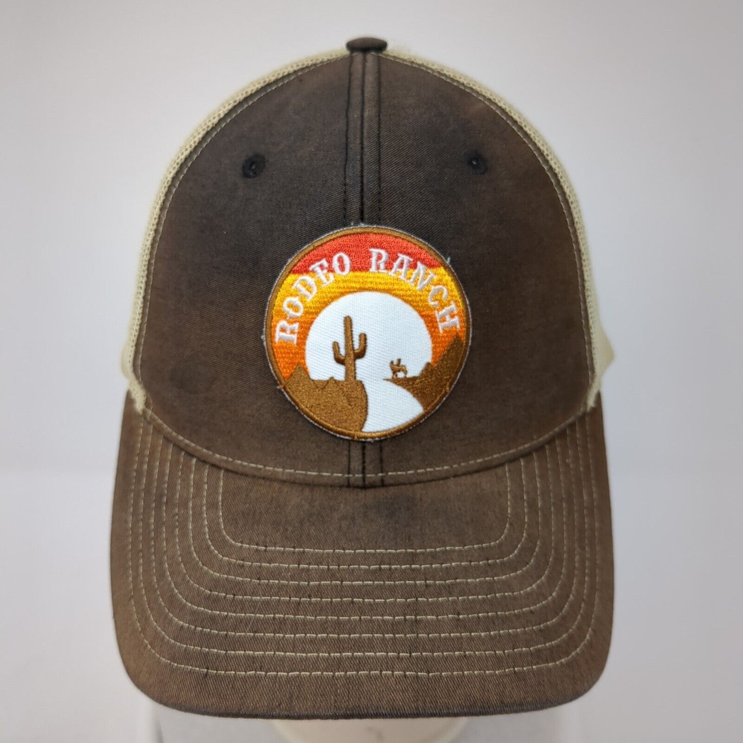 Rodeo Ranch Snapback Trucker Hat Brown One Size Adjustable Mesh Back Richardson