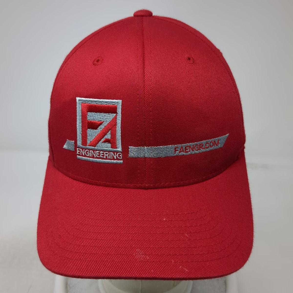 Port Authority Baseball Cap Red Gray Hat Size M Flexfit Embroidered Engineering