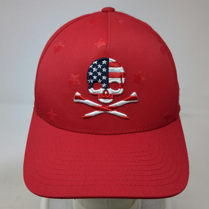 G/FORE 5 Panel Red One Size Hat Skull Crossbones American Flag Tonal Stars