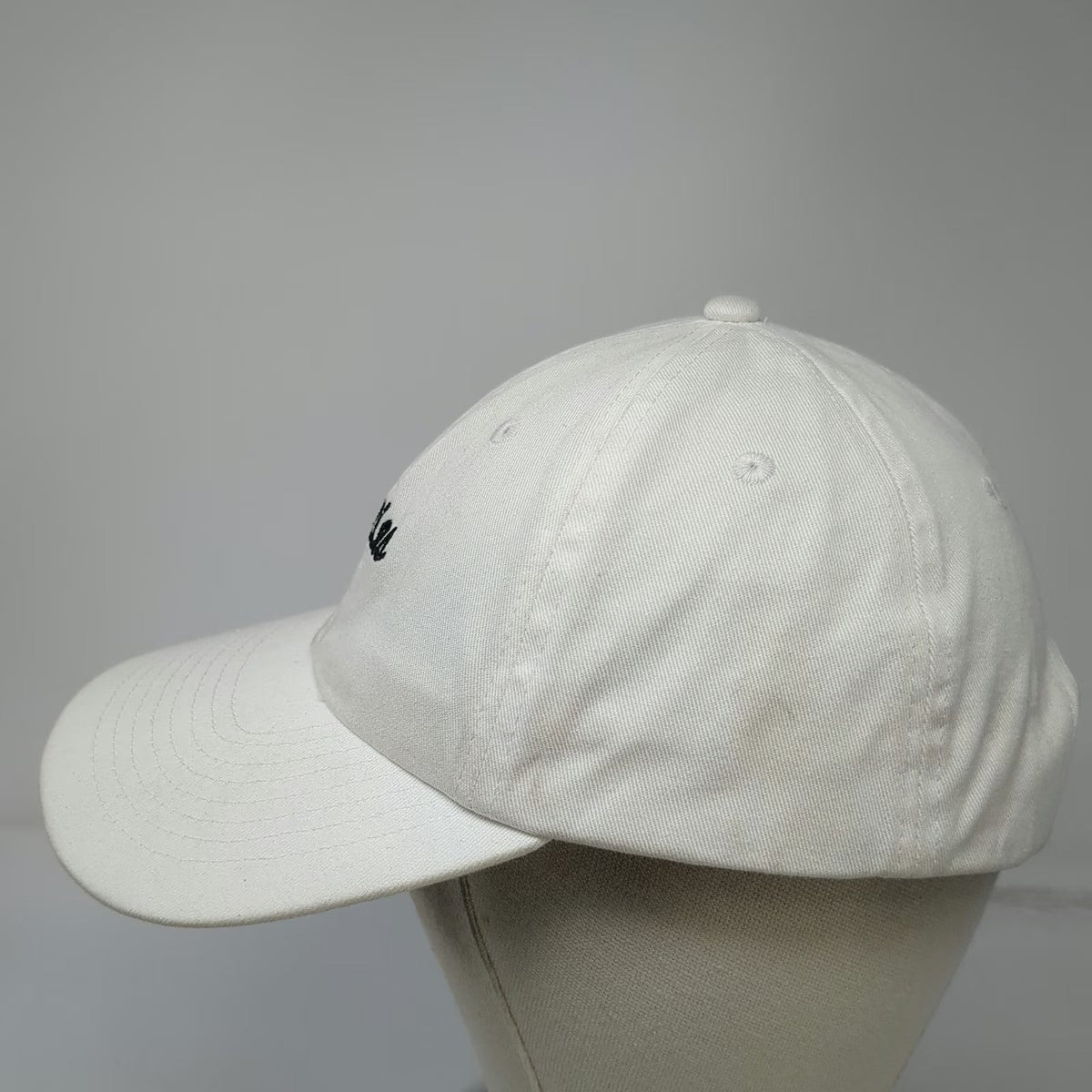 Spencer's Baseball Cap White One Size Titties Black Script Adjustable Cotton Hat